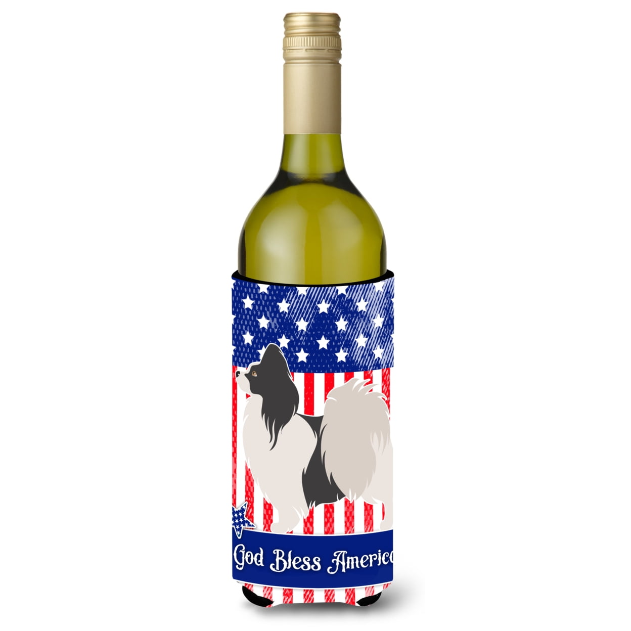 Picture of Carolines Treasures BB8403LITERK Papillon American Wine Bottle Beverge Insulator Hugger