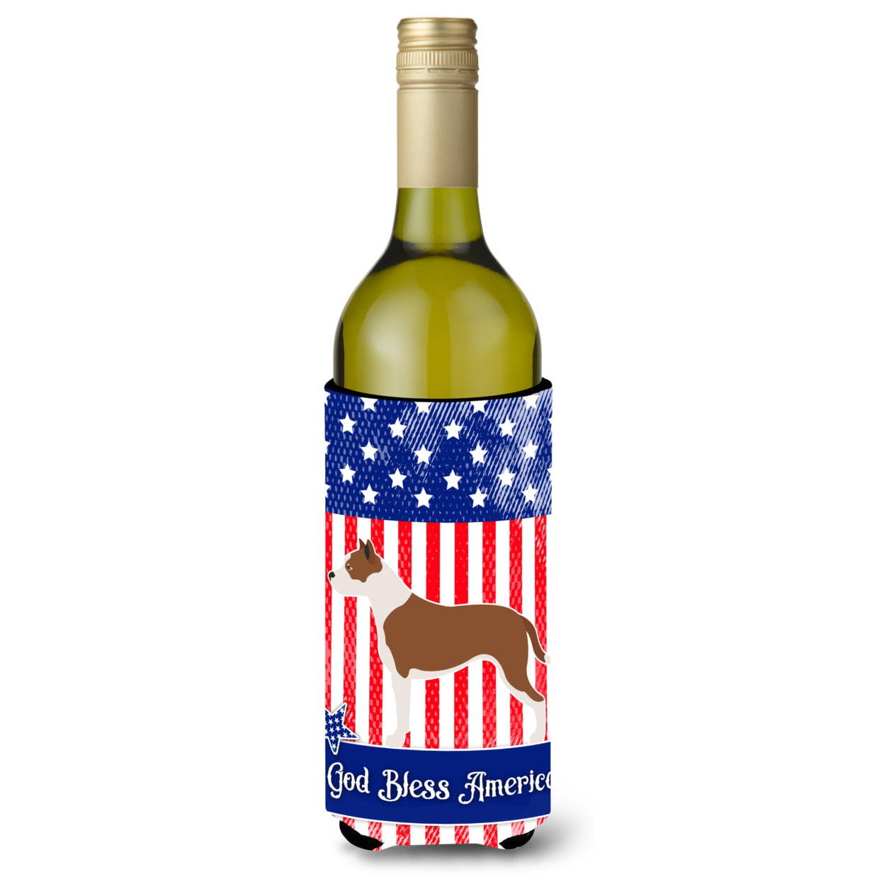 Picture of Carolines Treasures BB8406LITERK Pit Bull Terrier American Wine Bottle Beverge Insulator Hugger