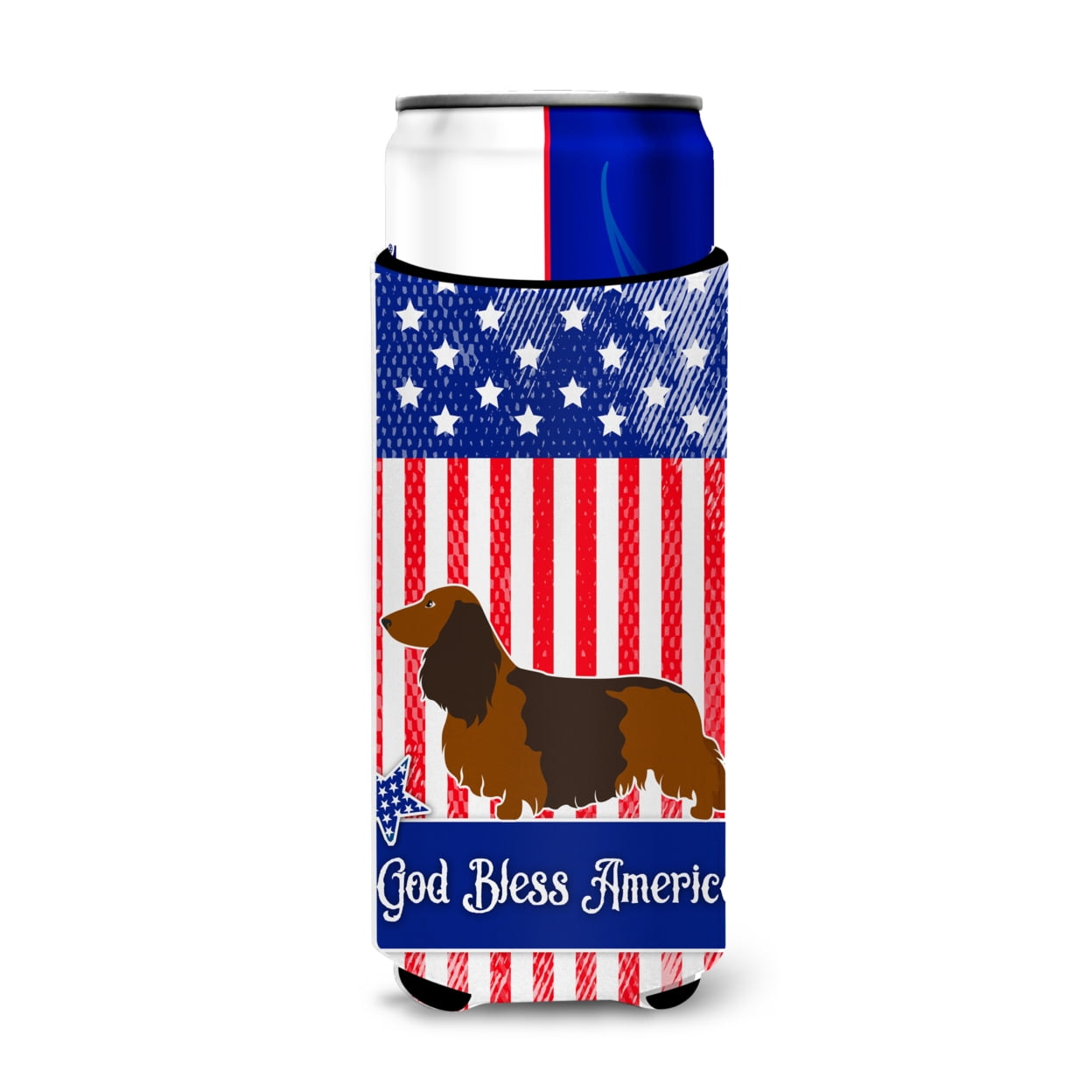 Longhaired Dachshund American Michelob Ultra Hugger for Slim Cans