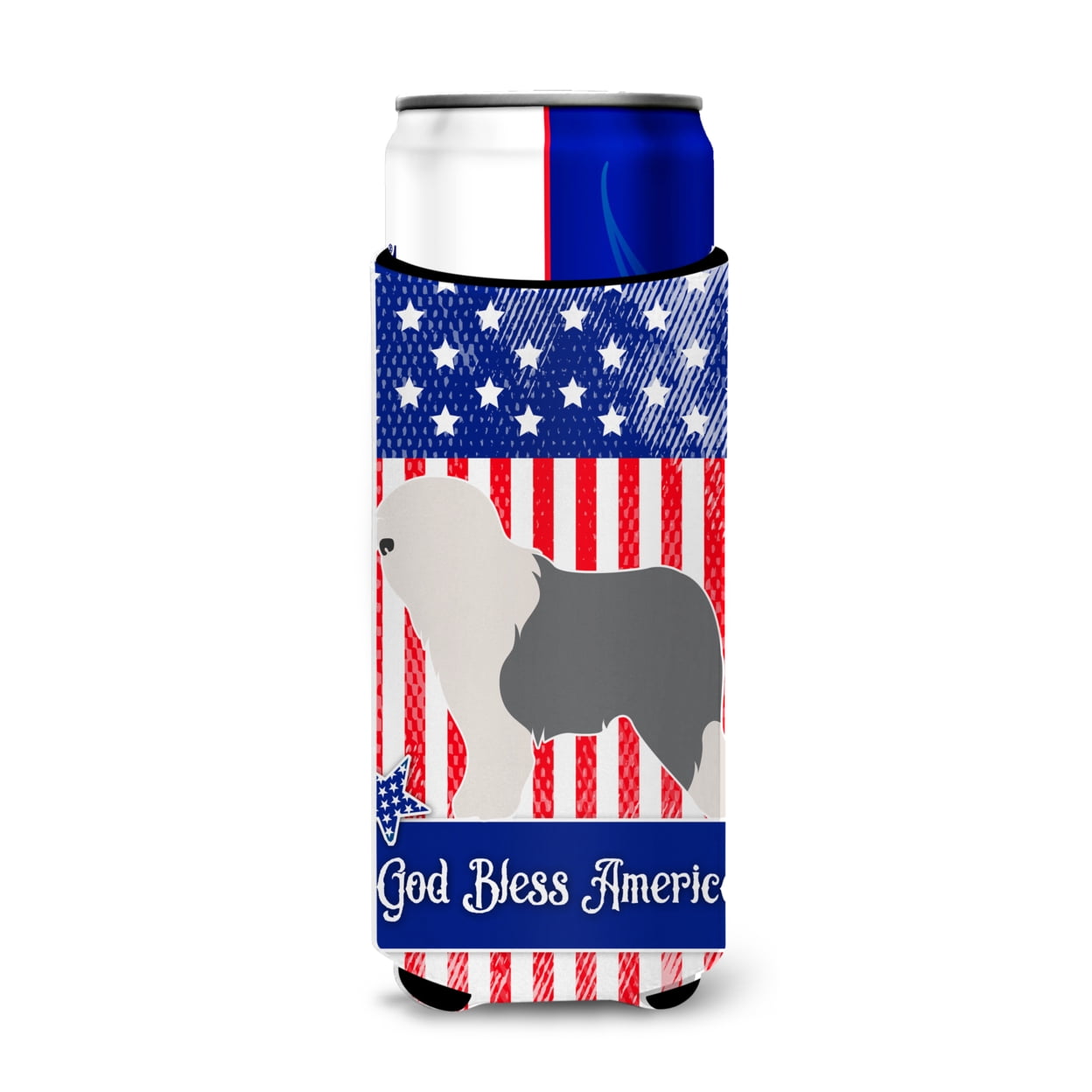 BB8375MUK Old English Sheepdog Bobtail American Michelob Ultra Hugger for Slim Cans