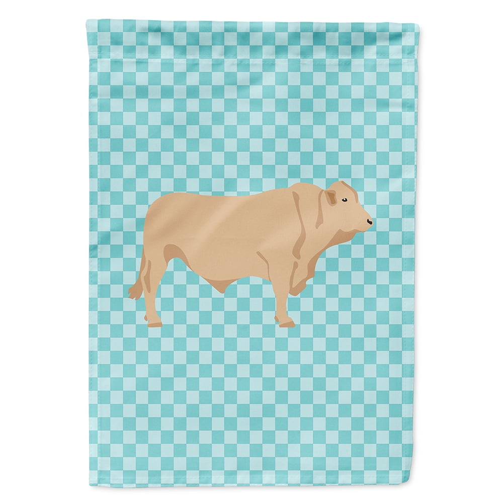 BB8000CHF Charolais Cow Blue Check Flag Canvas House
