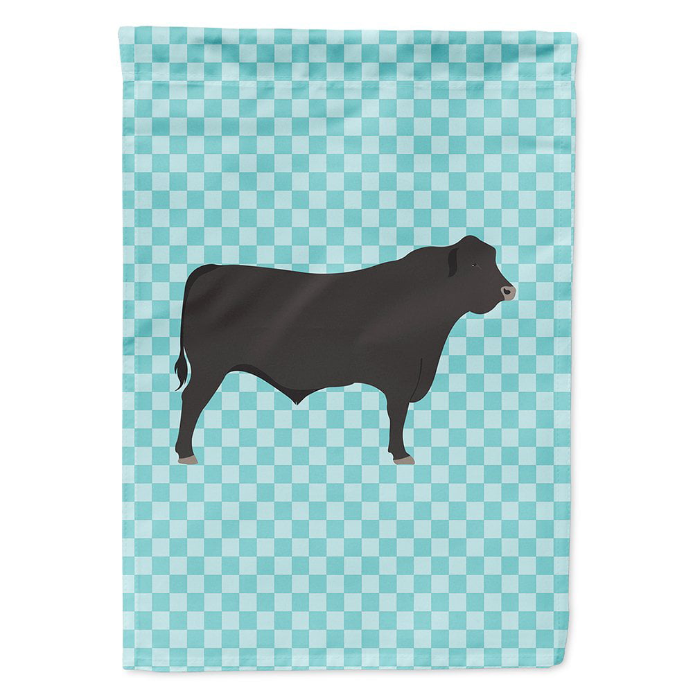 Black Angus Cow Blue Check Flag Canvas House