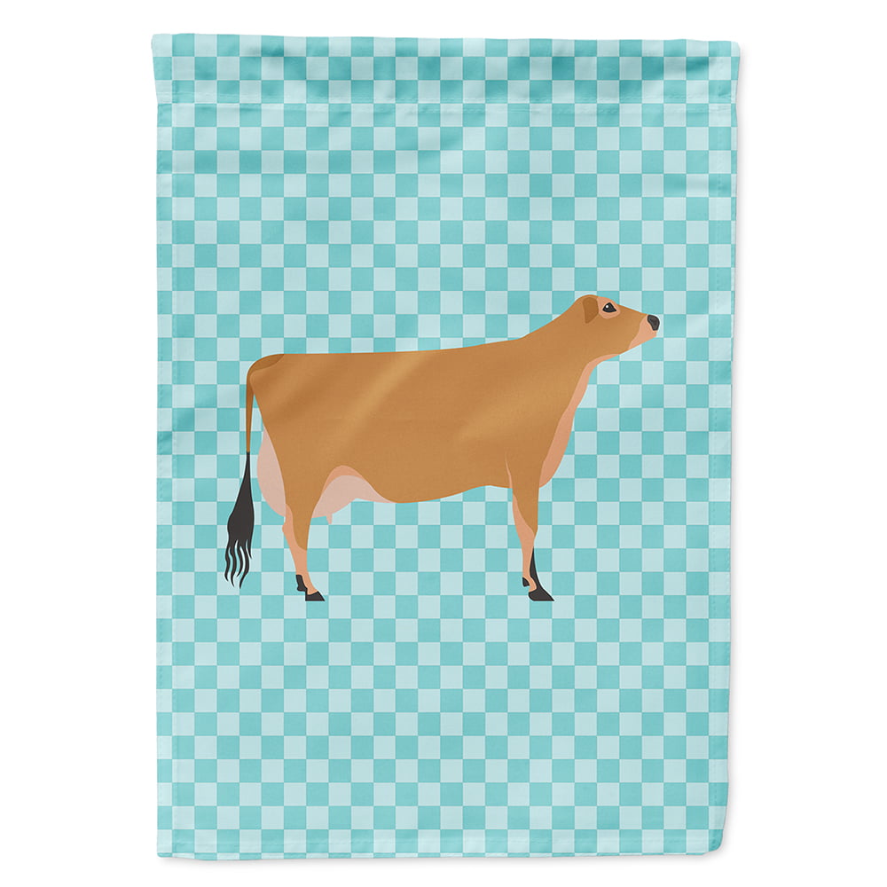 Jersey Cow Blue Check Flag Canvas House
