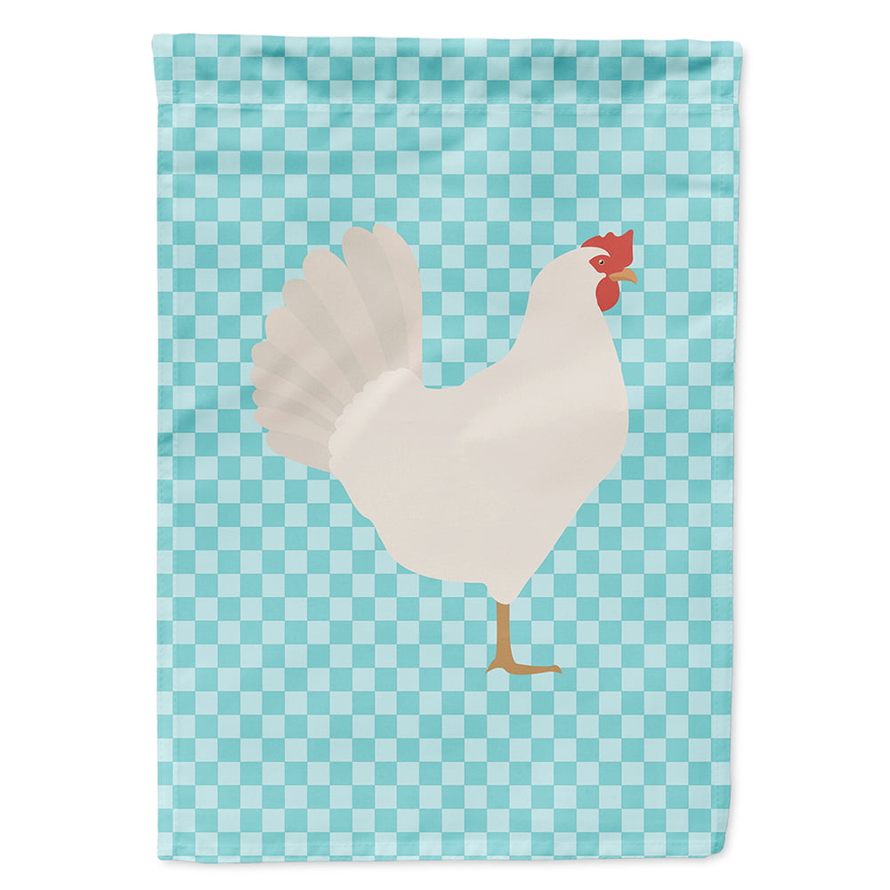 Leghorn Chicken Blue Check Flag Canvas House