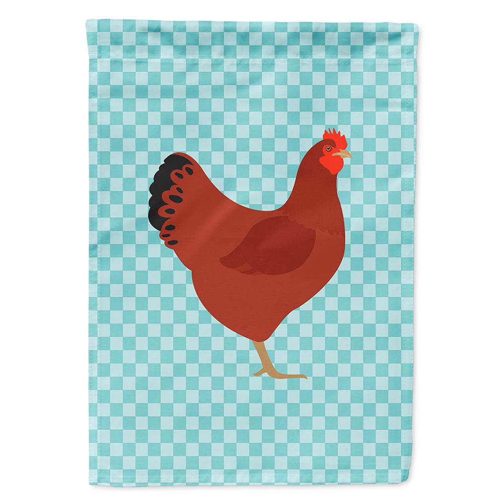 New Hampshire Red Chicken Blue Check Flag Canvas House - Blue Check