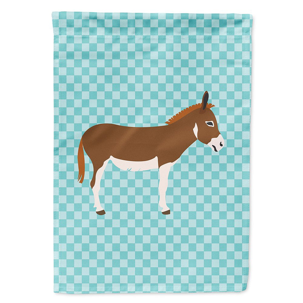 Miniature Mediterranian Donkey Blue Check Flag Canvas House