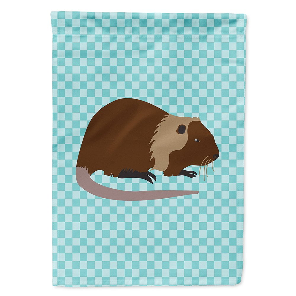 Coypu Nutria River Rat Blue Check Flag Canvas House - Blue Check