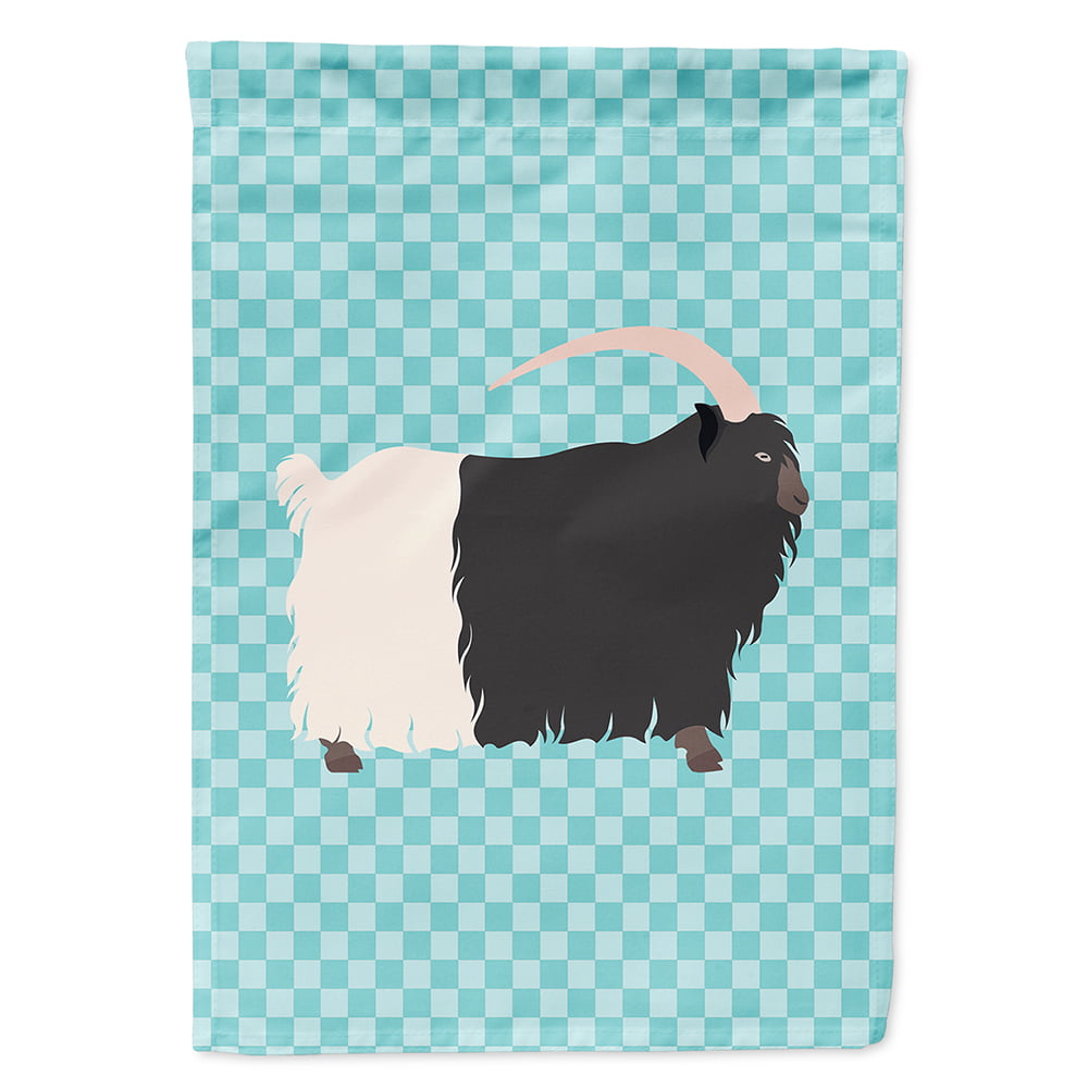 Welsh Black-Necked Goat Blue Check Flag Canvas House