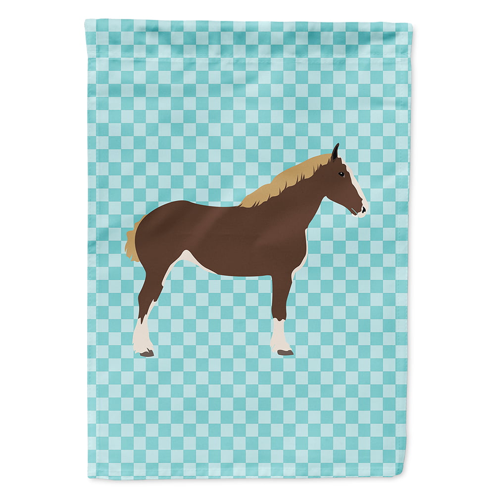 BB8080CHF Percheron Horse Blue Check Flag Canvas House