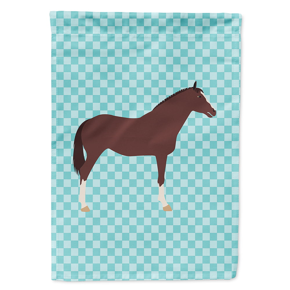 English Thoroughbred Horse Blue Check Flag Canvas House