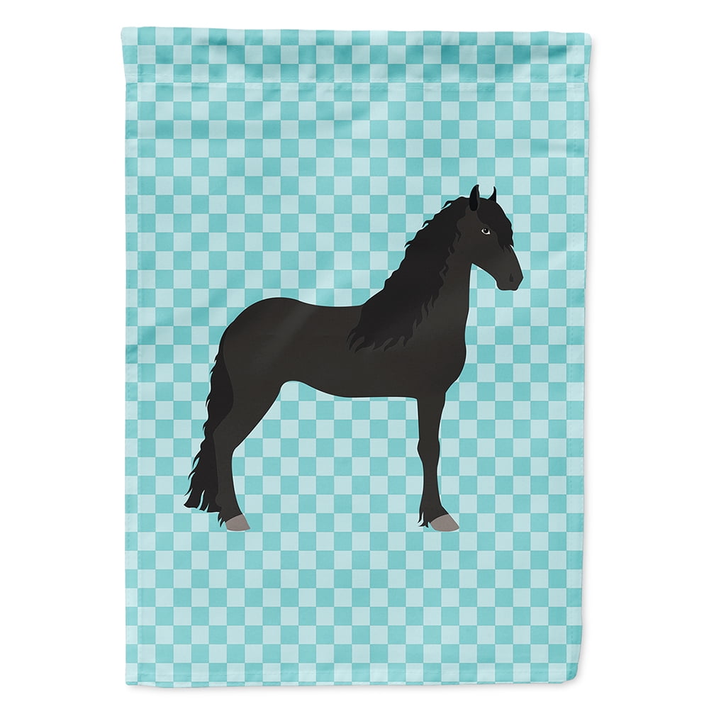 Friesian Horse Blue Check Flag Canvas House