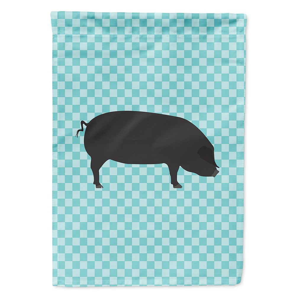 BB8105CHF Devon Large Black Pig Blue Check Flag Canvas House