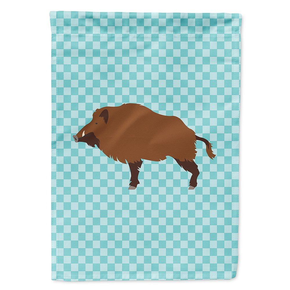 Wild Boar Pig Blue Check Flag Canvas House