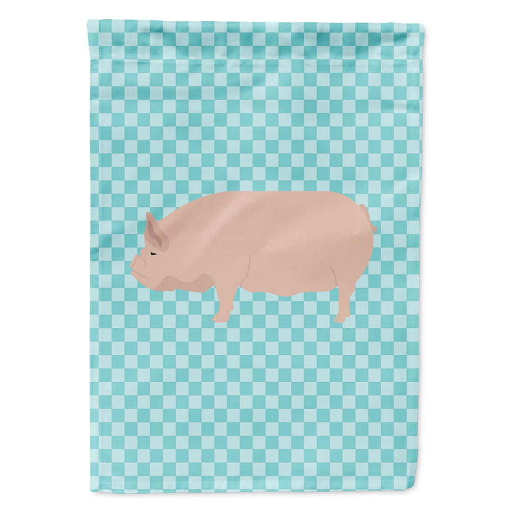 Welsh Pig Blue Check Flag Canvas House