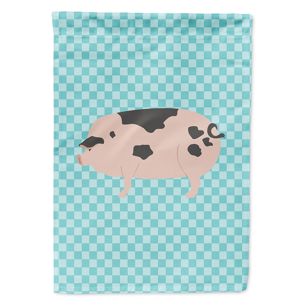 Gloucester Old Spot Pig Blue Check Canvas House Flag