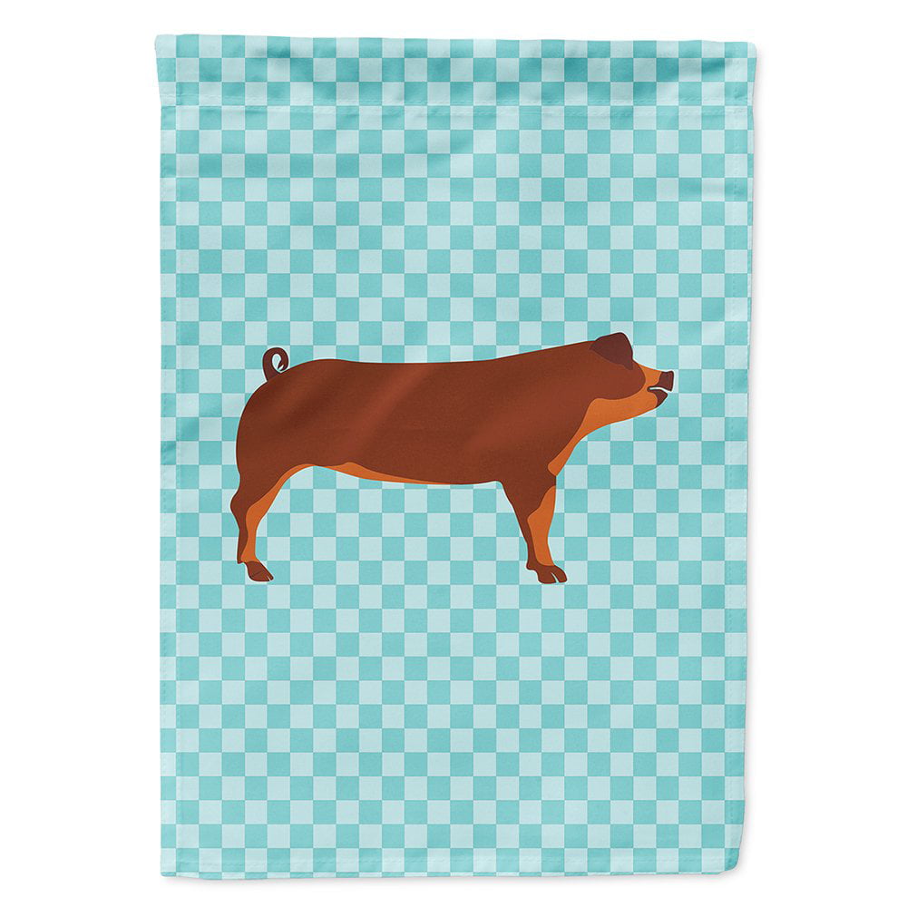 Duroc Pig Blue Check Canvas House Flag - Blue Check