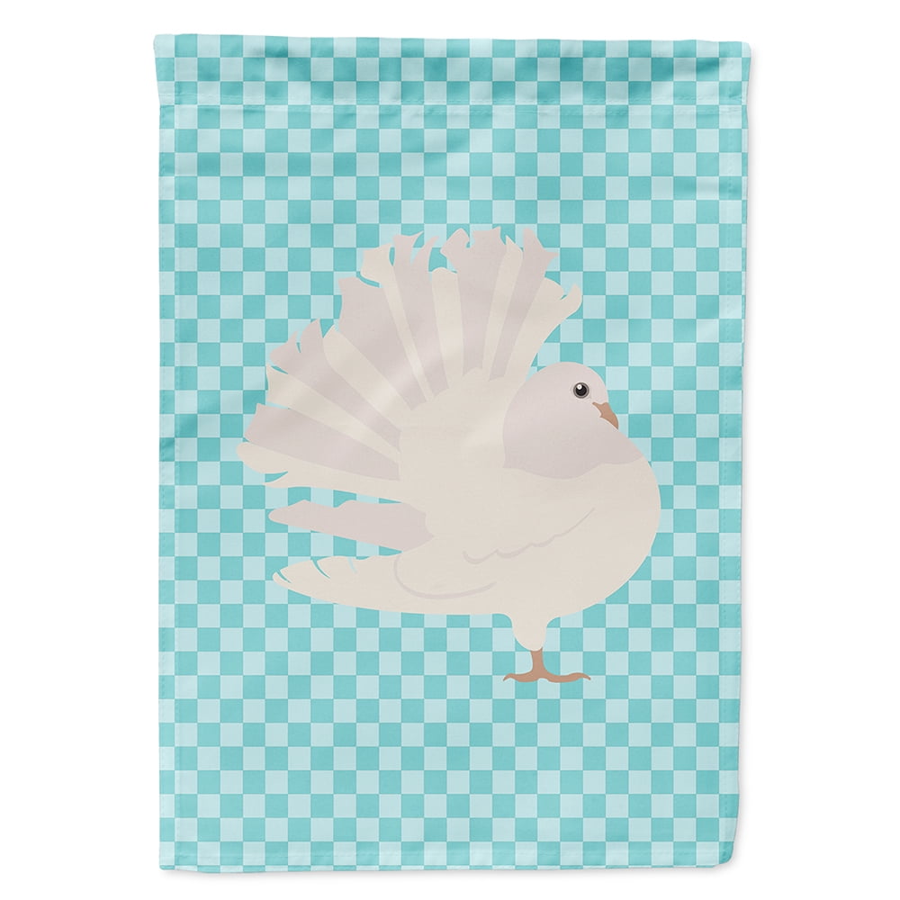BB8124CHF Silver Fantail Pigeon Blue Check Canvas House Flag