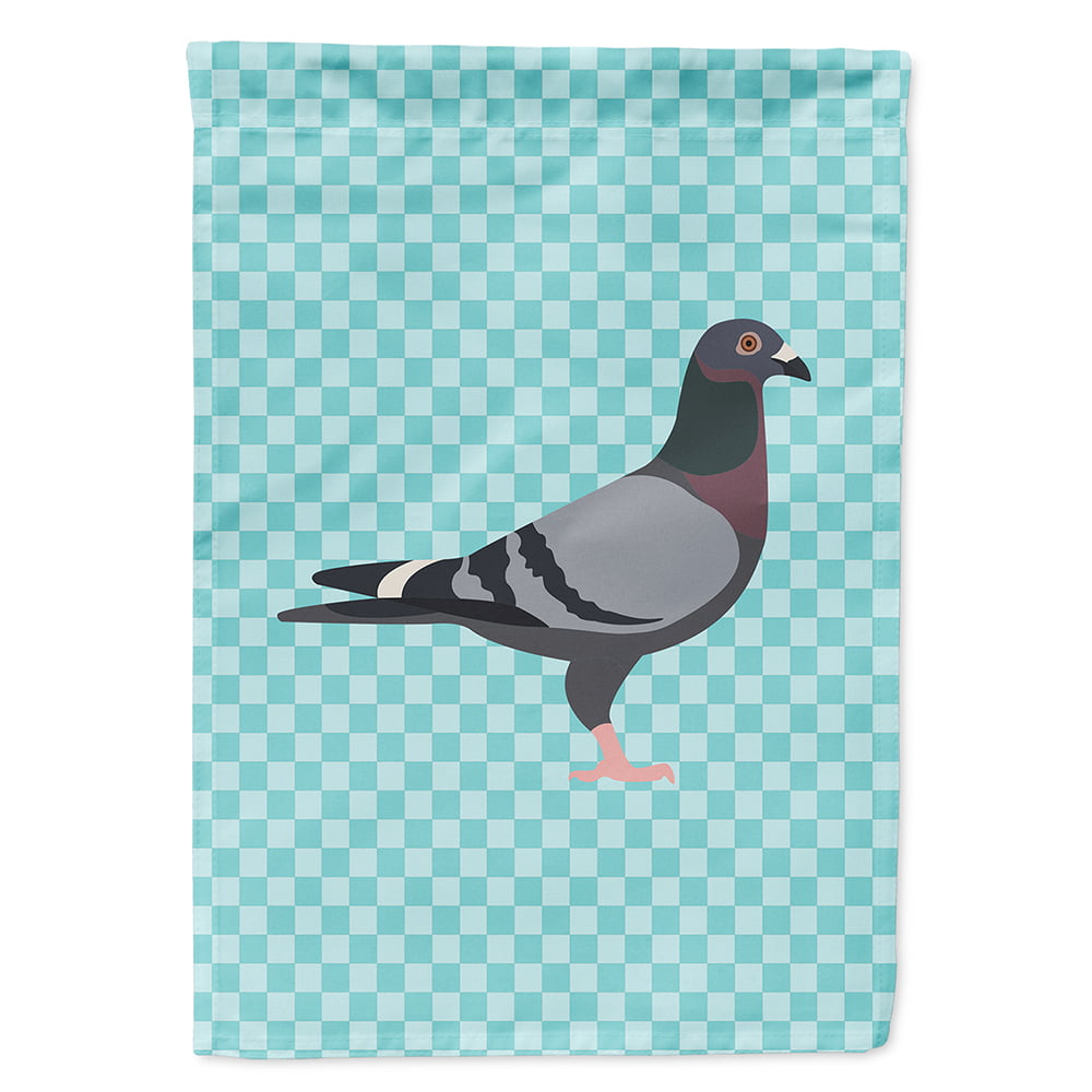 Racing Pigeon Blue Check Canvas House Flag