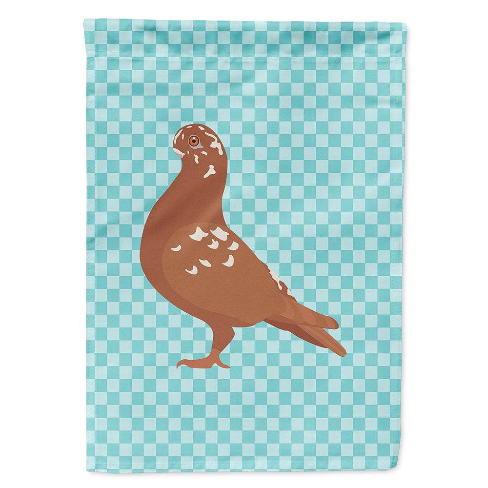 African Owl Pigeon Blue Check Canvas House Flag