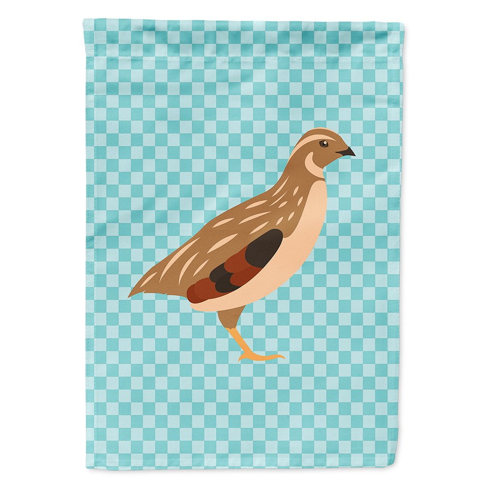 Golden Phoenix Quail Blue Check Canvas House Flag