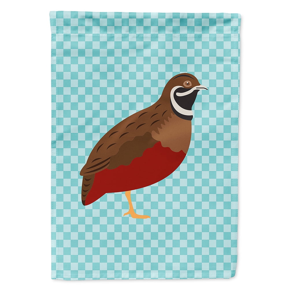 BB8130CHF Chinese Painted or King Quail Blue Check Canvas House Flag