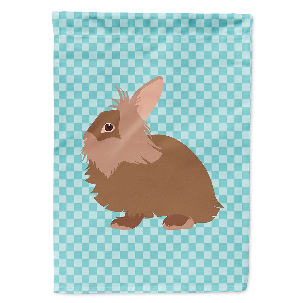 Lionhead Rabbit Blue Check Canvas House Flag