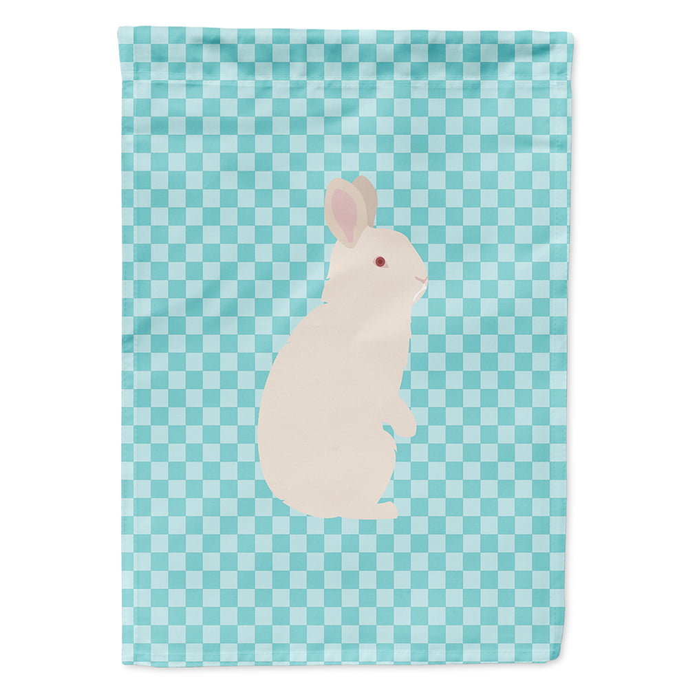 New Zealand White Rabbit Blue Check Canvas House Flag