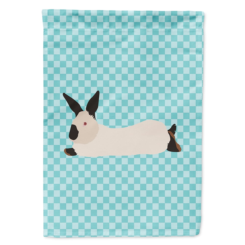 California White Rabbit Blue Check Canvas House Flag