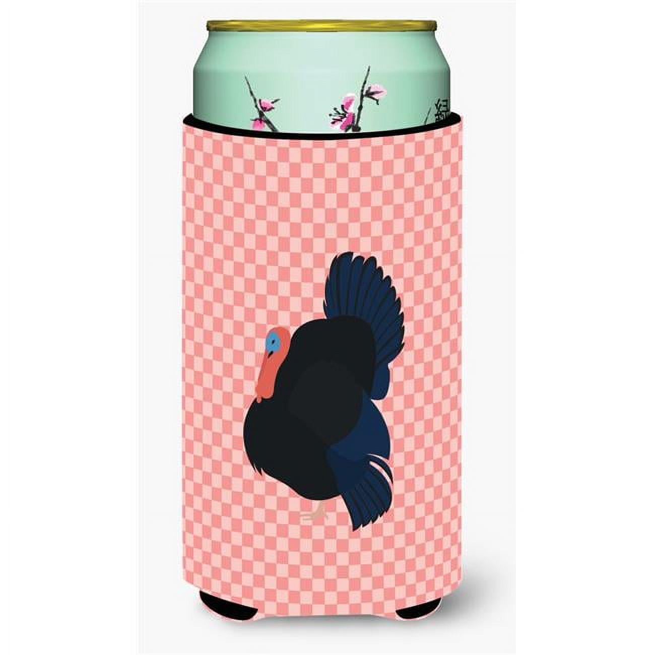 Norfolk Black Turkey Pink Check Tall Boy Beverage Insulator Hugger