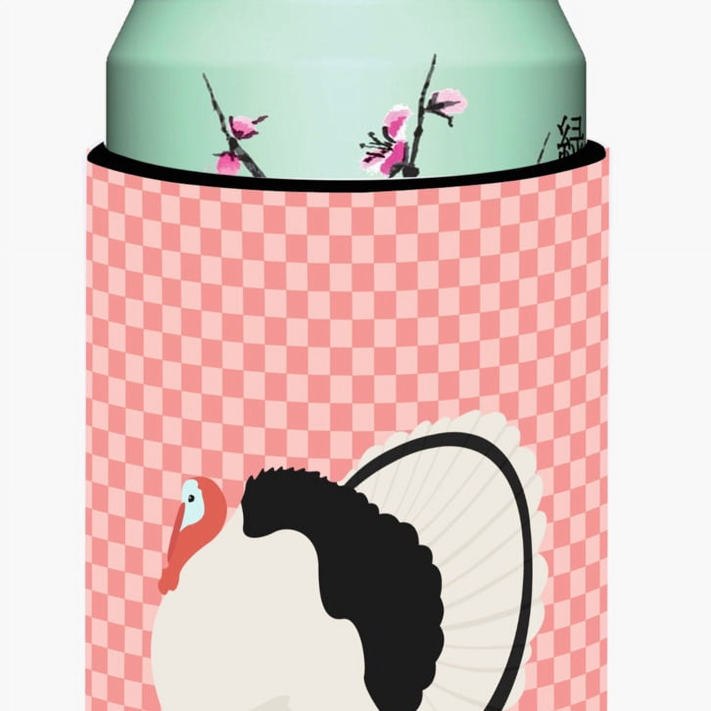 Royal Palm Turkey Pink Check Tall Boy Beverage Insulator Hugger