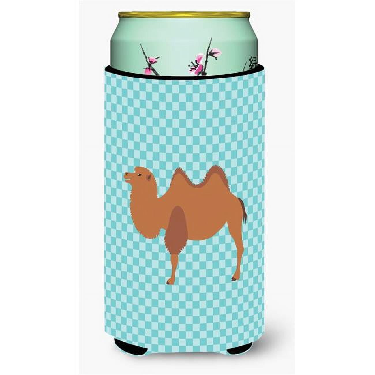 Bactrian Camel Blue Check Tall Boy Beverage Insulator Hugger