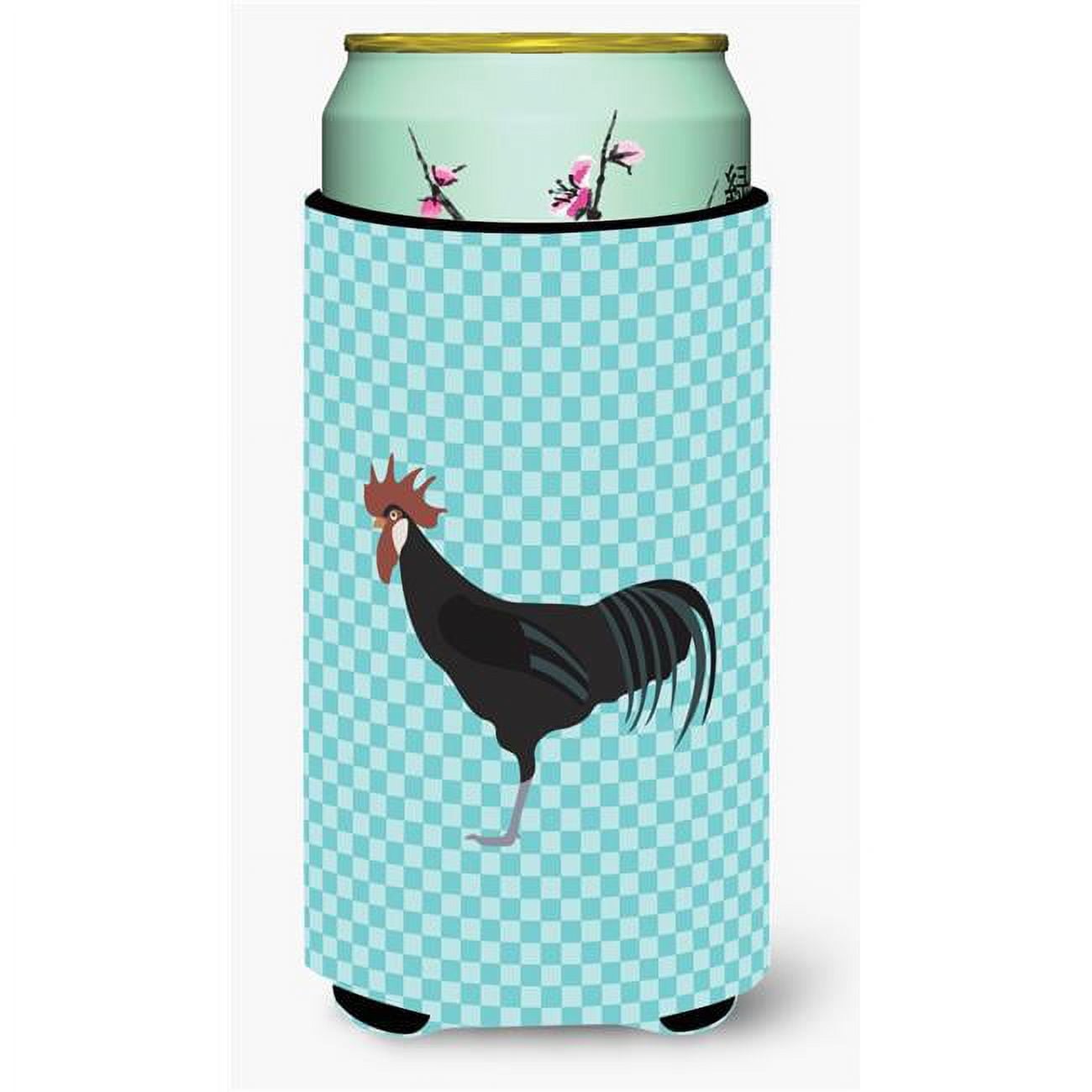 Minorca Ctalalan Chicken Blue Check Tall Boy Beverage Insulator Hugger
