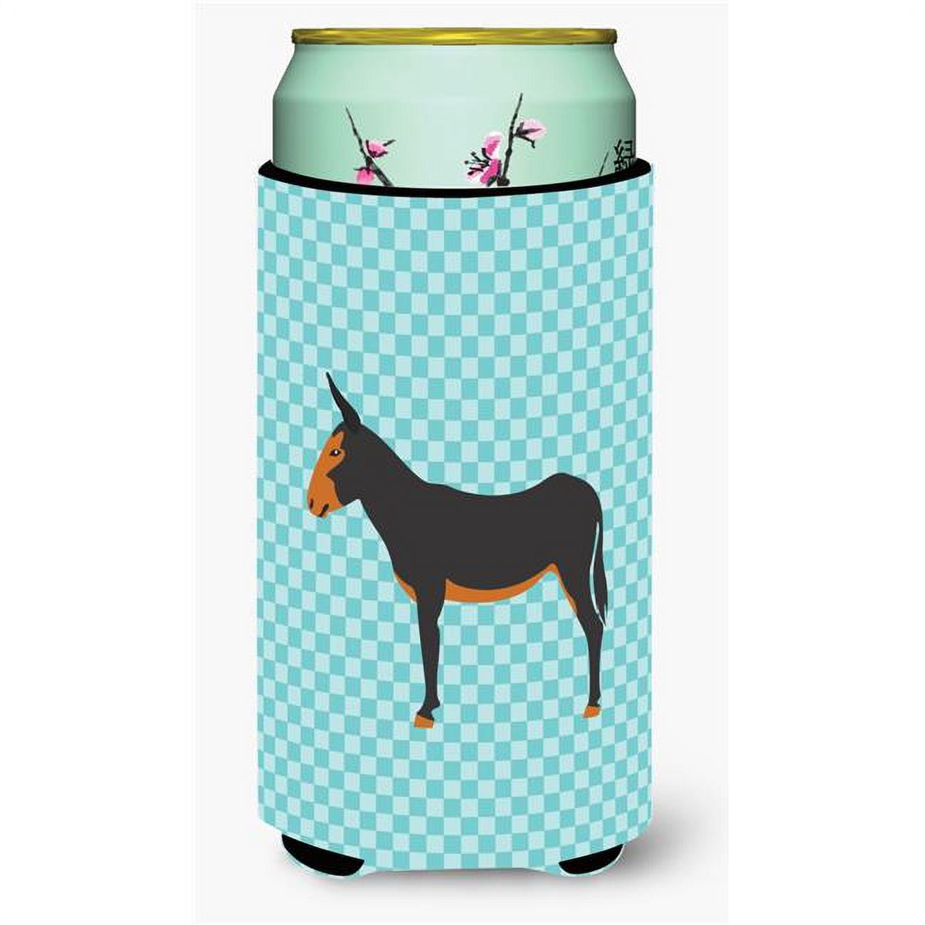 Catalan Donkey Blue Check Tall Boy Beverage Insulator Hugger
