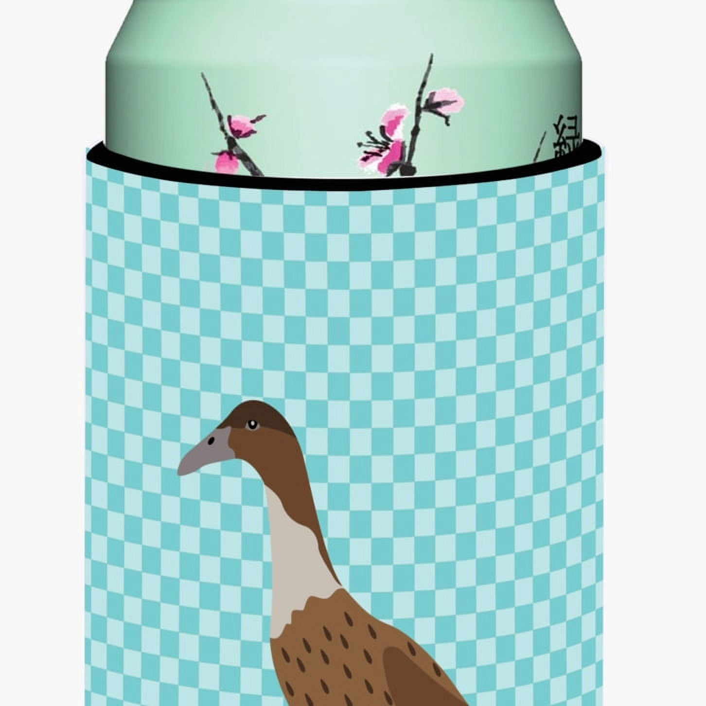 Dutch Hook Bill Duck Blue Check Tall Boy Beverage Insulator Hugger