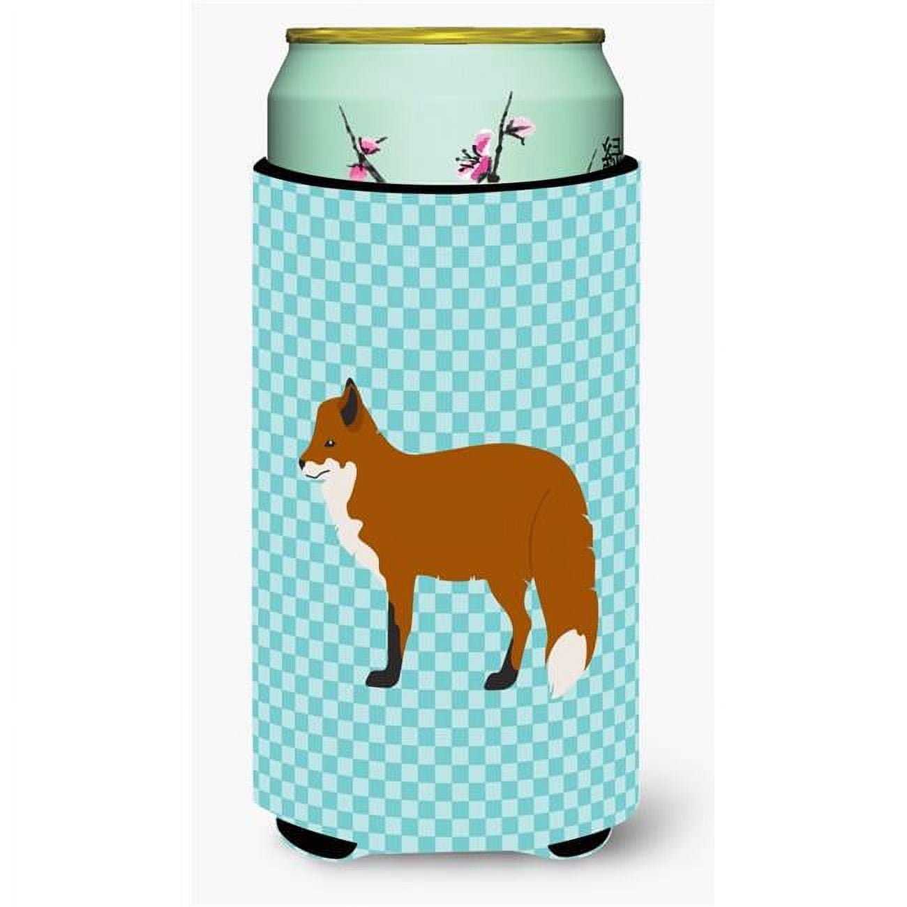 Red Fox Blue Check Tall Boy Beverage Insulator Hugger