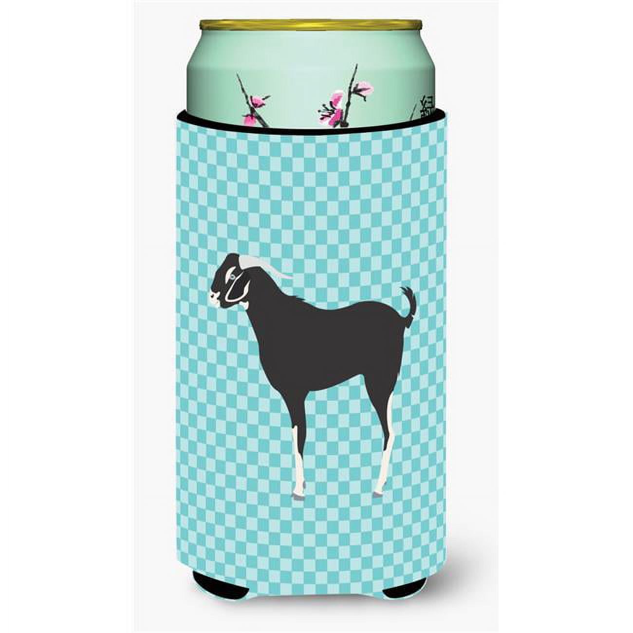 Black Bengal Goat Blue Check Tall Boy Beverage Insulator Hugger
