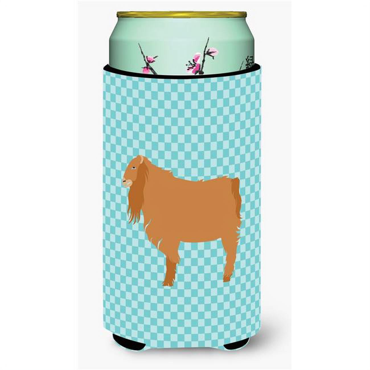 American Lamancha Goat Blue Check Tall Boy Beverage Insulator Hugger