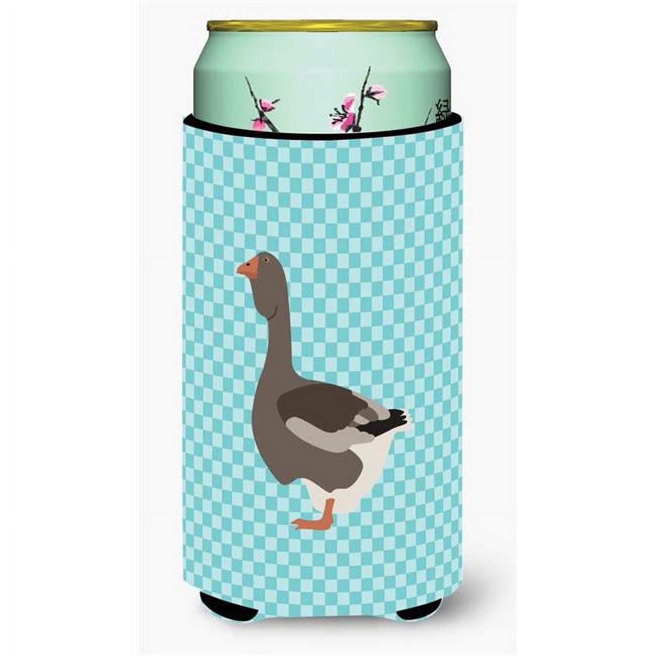 Toulouse Goose Blue Check Tall Boy Beverage Insulator Hugger