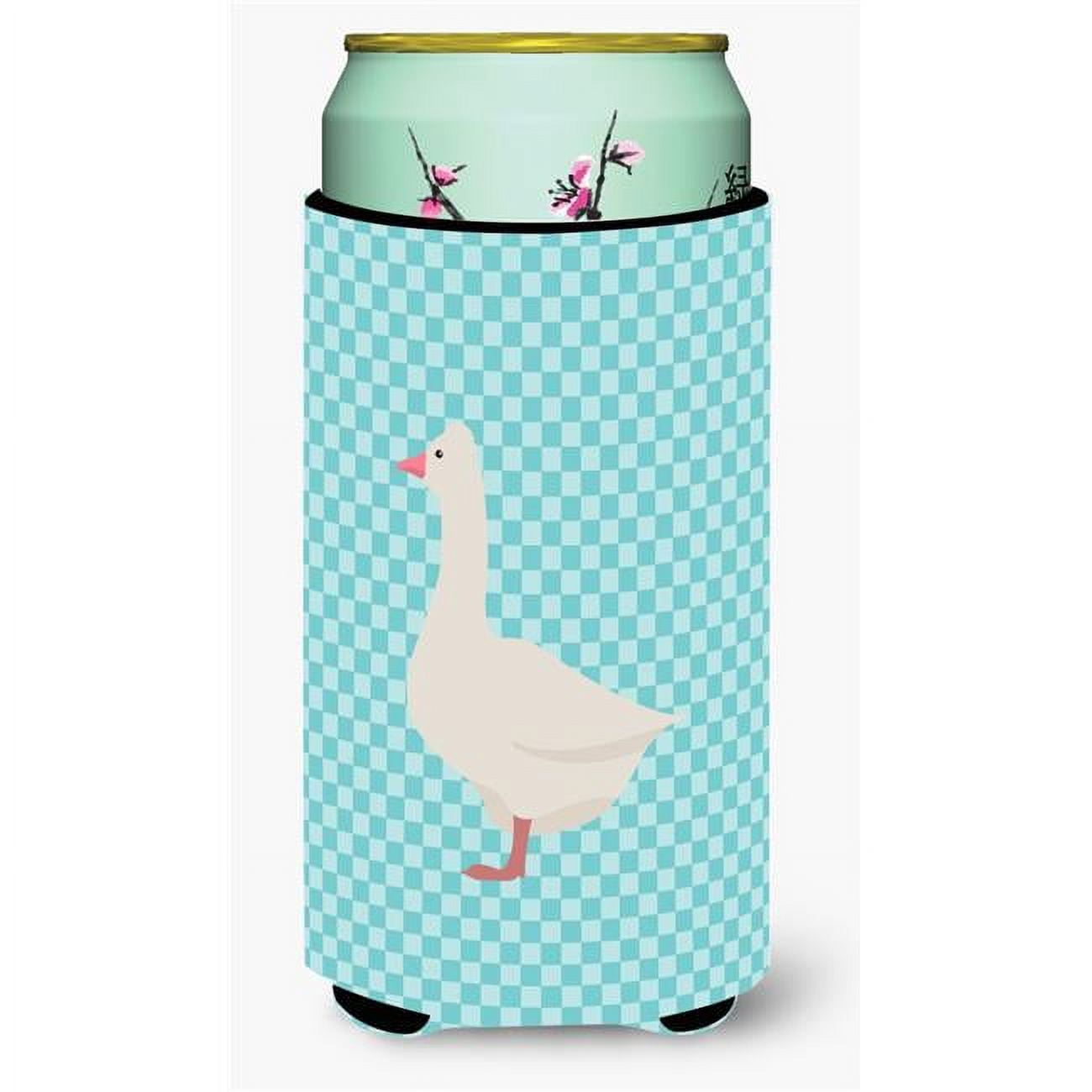 Roman Goose Blue Check Tall Boy Beverage Insulator Hugger