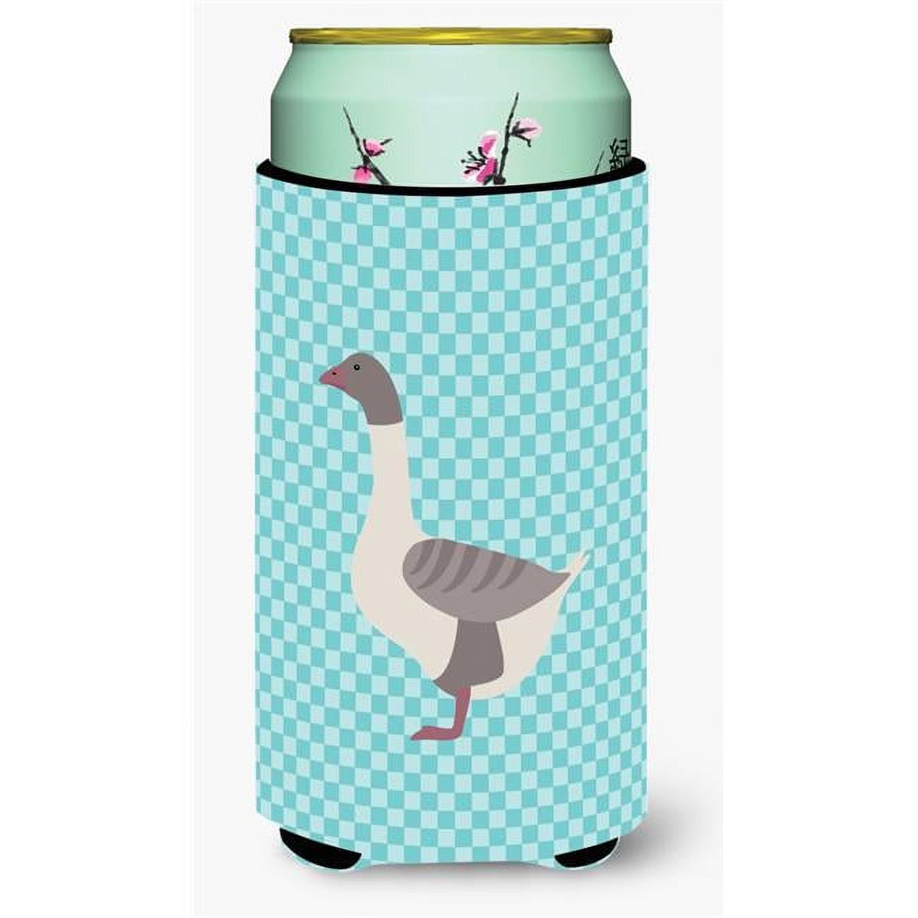 Buff Grey Back Goose Blue Check Tall Boy Beverage Insulator Hugger