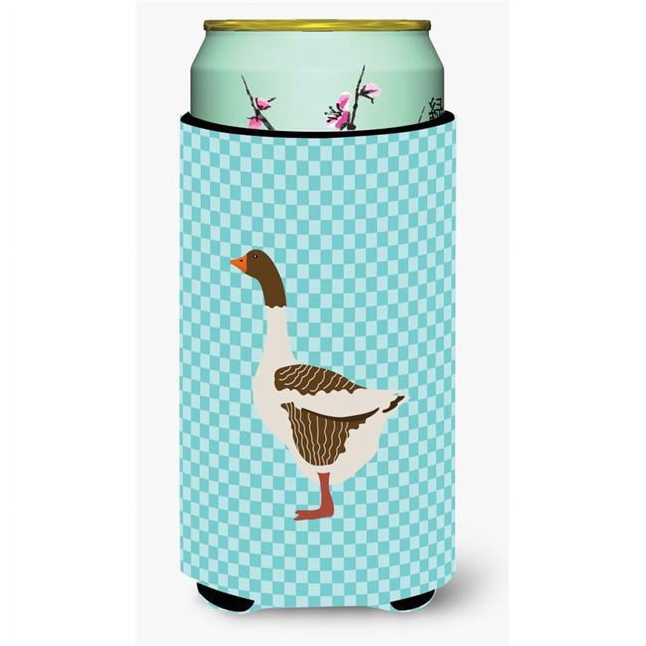 Pomeranian Rogener Goose Blue Check Tall Boy Beverage Insulator Hugger