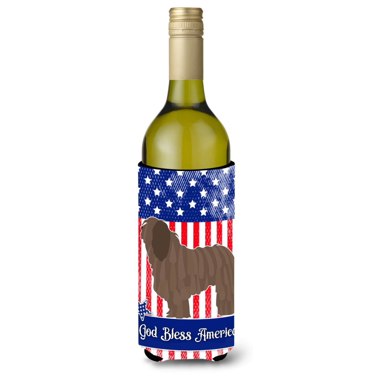 Picture of Carolines Treasures BB8372LITERK Bergamasco Shepherd American Wine Bottle Beverge Insulator Hugger