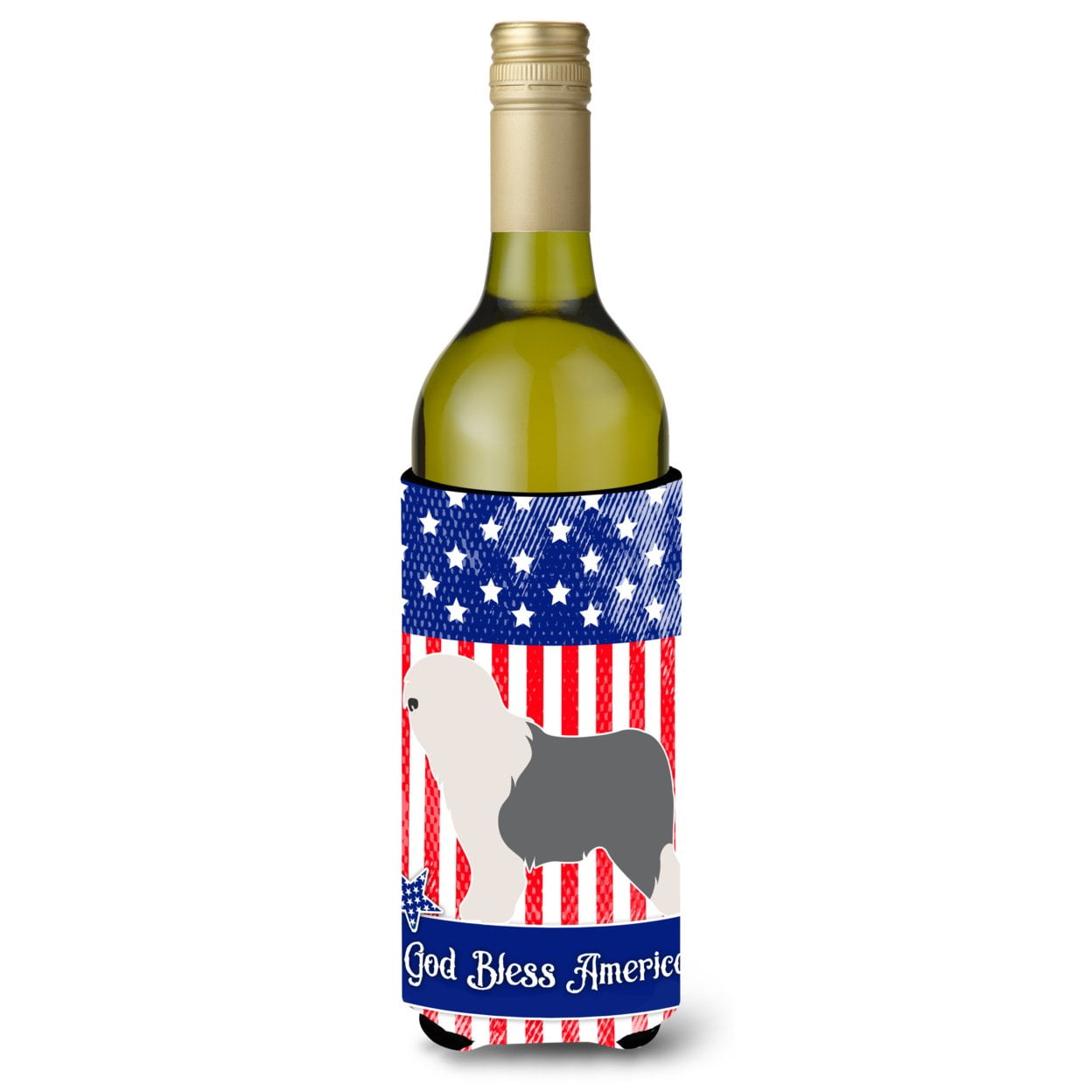 Picture of Carolines Treasures BB8375LITERK Old English Sheepdog Bobtail American Wine Bottle Beverge Insulator Hugger