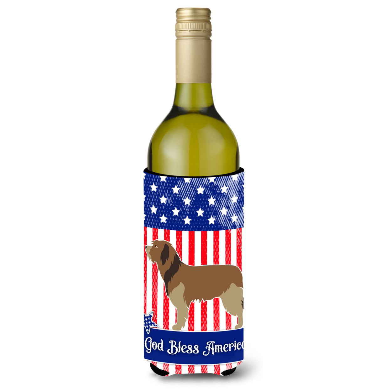 Picture of Carolines Treasures BB8376LITERK Catalan Sheepdog American Wine Bottle Beverge Insulator Hugger