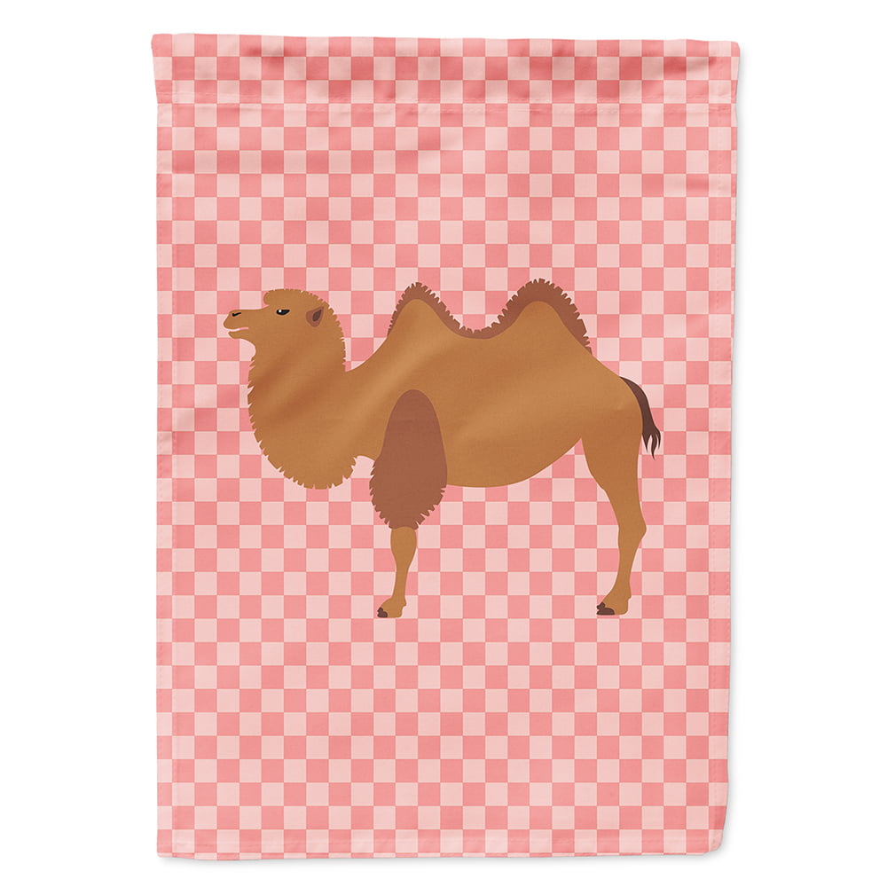 Bactrian Camel Pink Check Canvas House Flag - Pink