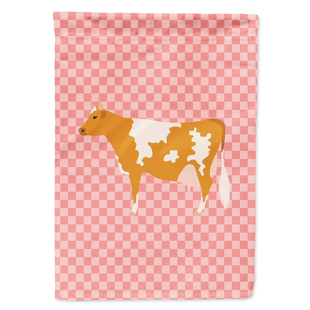 BB7821CHF Guernsey Cow Pink Check Canvas House Flag