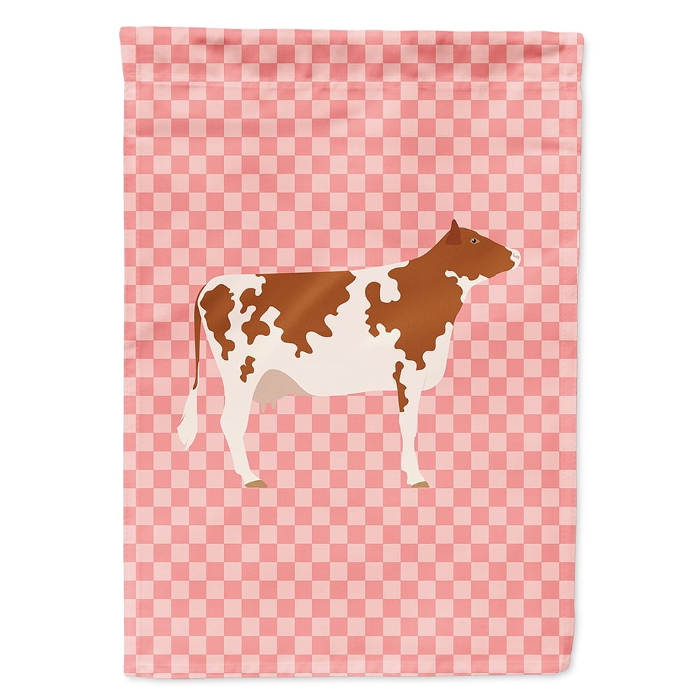 BB7827CHF Ayrshire Cow Pink Check Canvas House Flag