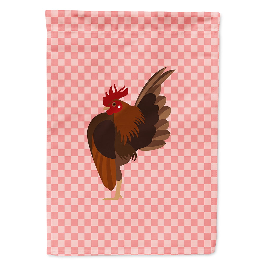 BB7842CHF Malaysian Serama Chicken Pink Check Canvas House Flag