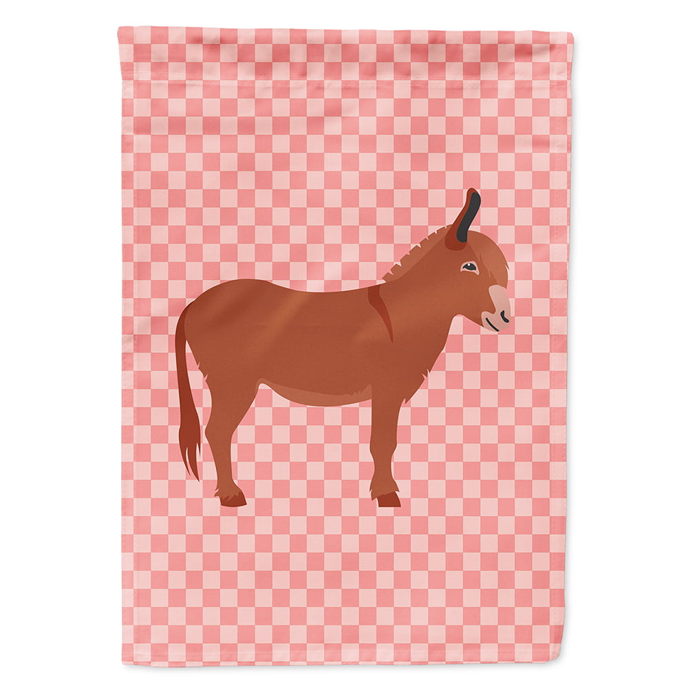 BB7848CHF Irish Donkey Pink Check Canvas House Flag