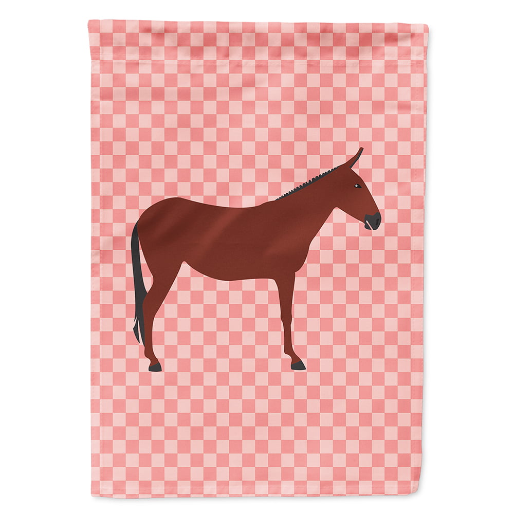 BB7850CHF Hinny Horse Donkey Pink Check Canvas House Flag